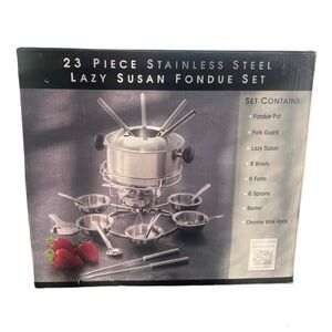 Stainless Steel Fondue Set with Lazy Susan